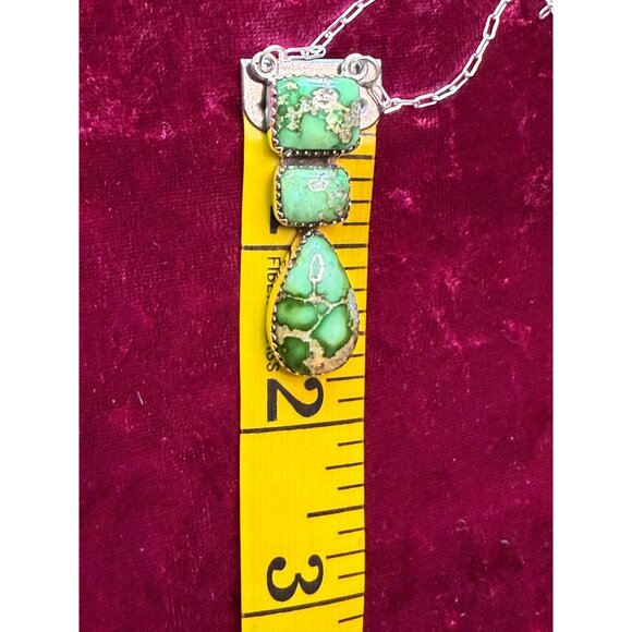 Sonoran Gold Turquoise Pendant Necklace 925 Sterling Silver Vintage Chain - Picture 5 of 6
